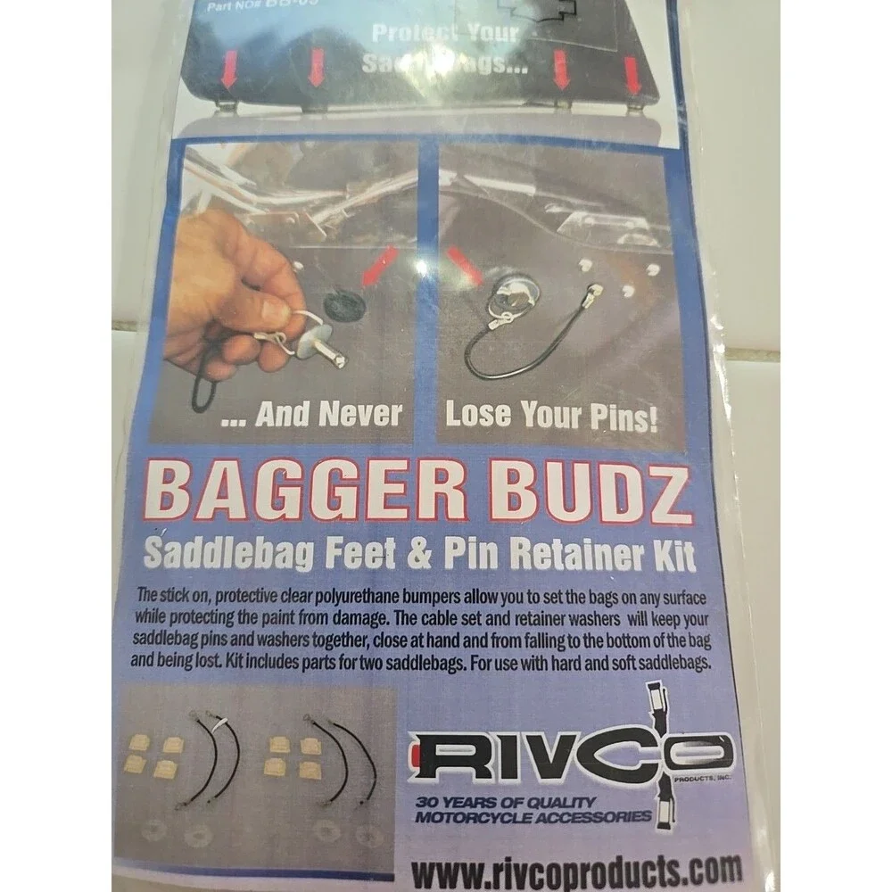 Rivco BB-05 Bagger Budz Saddlebag Bumpers &Pin Retainer Kit for HD Saddlebags